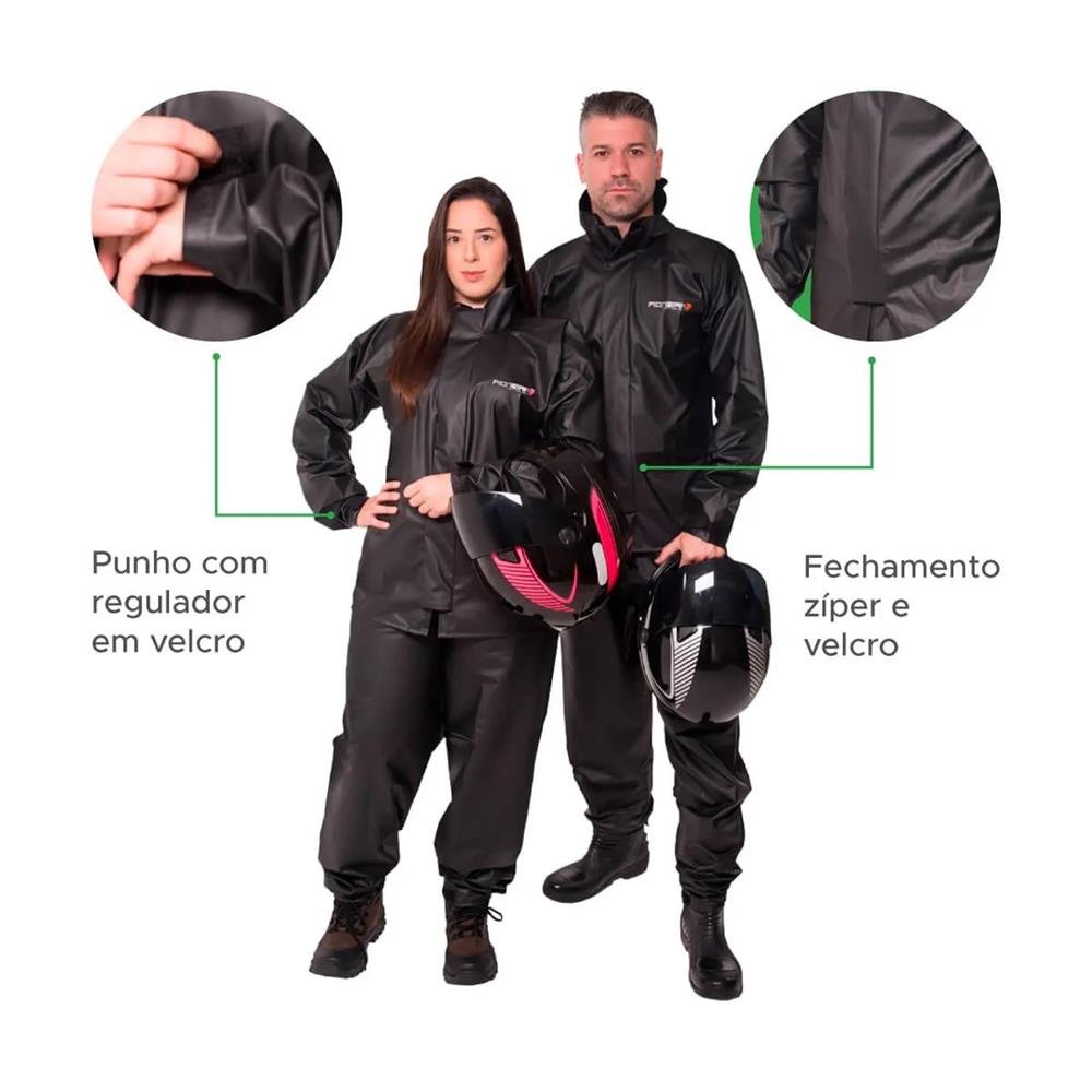 Capa De Chuva Motoqueiro Moto 100% Impermeável Pvc Feminino Tamanho GG