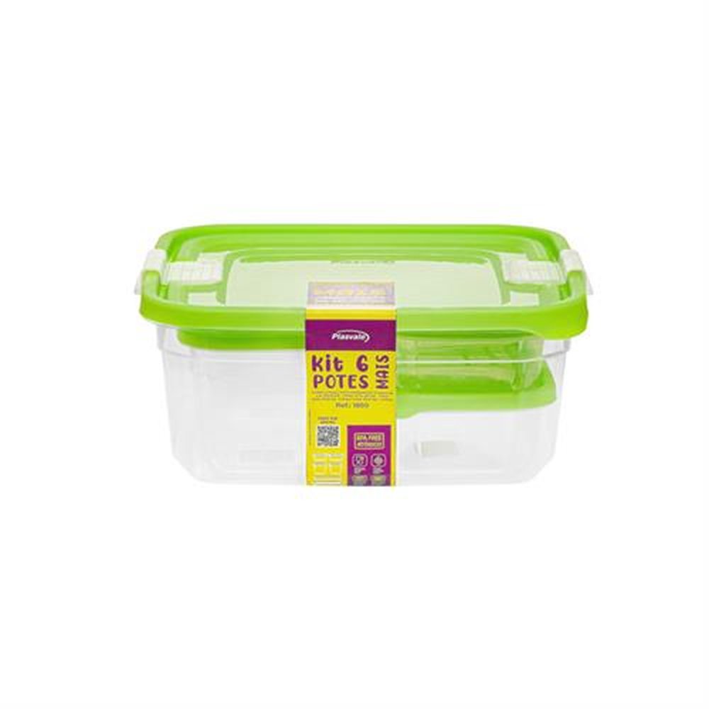 Kit 6 Potes Essencial Linha Mais Plasvale - Verde
