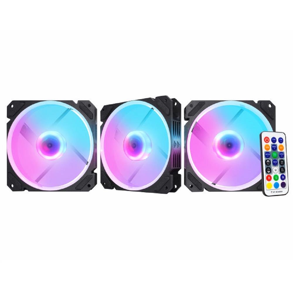 Kit Fan Com 3 Unidades K-Mex Super Storm Ii Aaca, Argb, 120Mm, Preto