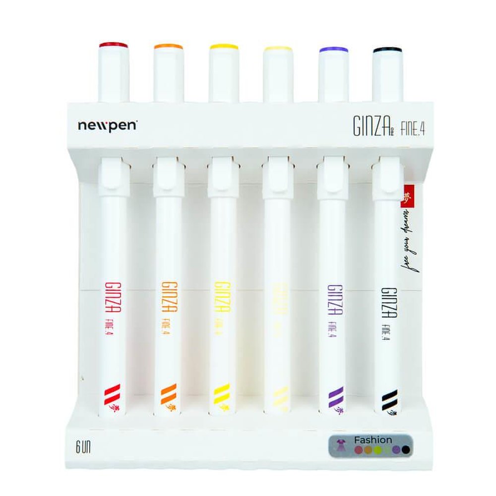 Kit Marcador Artistico Newpen Fine.4 Ginza PRO - Fashion Multicor com 6 Unidades