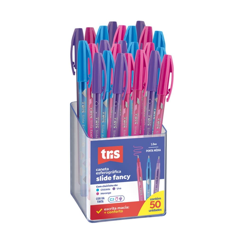 Caneta Esferográfica Slide Fancy Cores Sortidas 1.0mm Tris cor:rosa