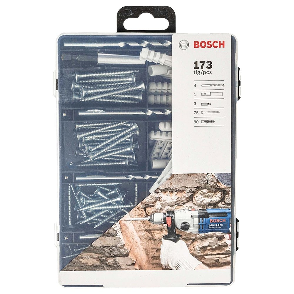 Kit de Fixação Bosch - Brocas, Pontas, Parafusos e Pregos 173 Peças