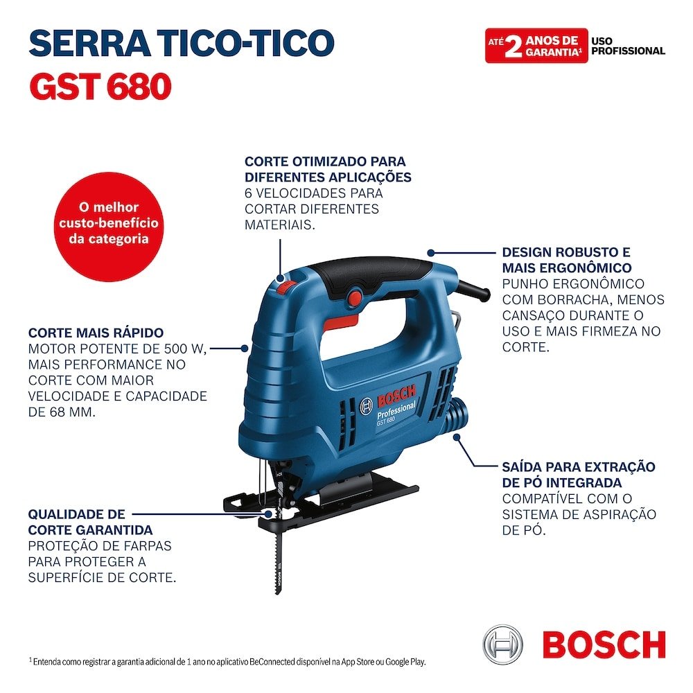Serra Tico-Tico Bosch GST 680 500W 110V