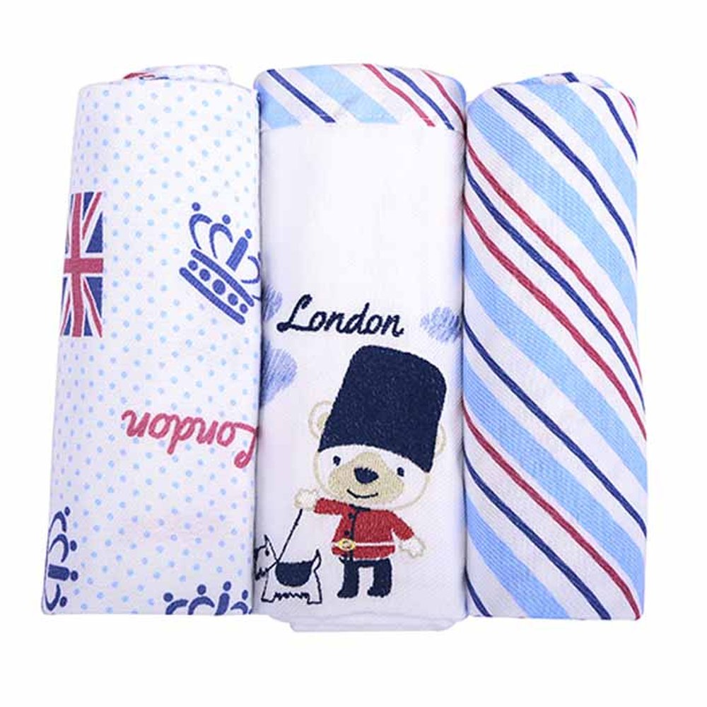 Kit Manta Cueiro Baby Nice 80x80cm 3 Unidades Marinho