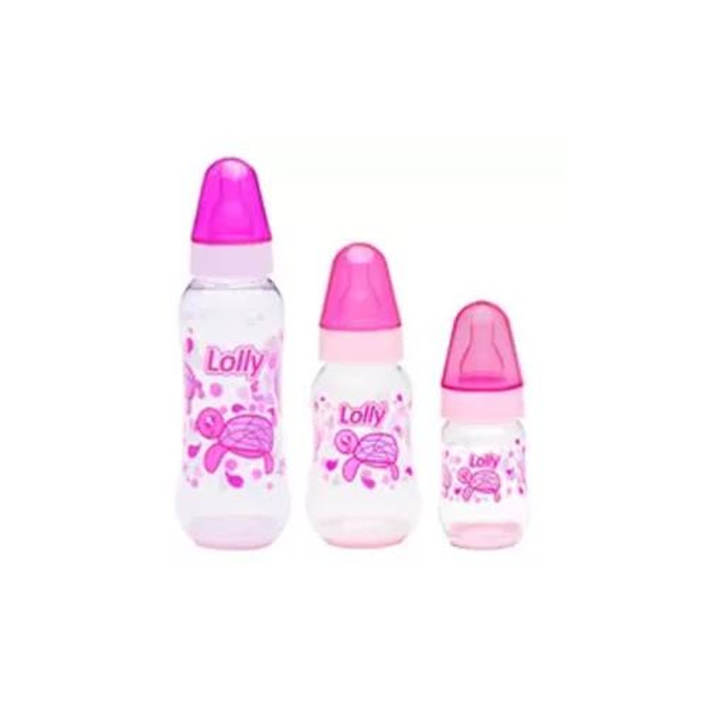 Kit Mamadeiras Lolly 70ml 160ml 250ml Rosa
