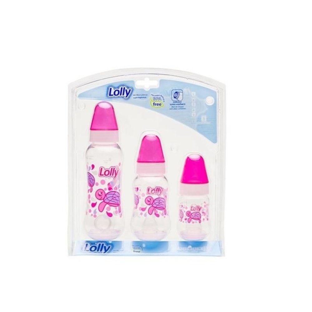 Kit Mamadeiras Lolly 70ml 160ml 250ml Rosa