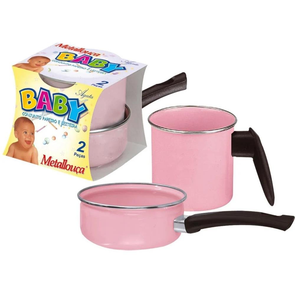Conjunto Metallouça Baby Papeiro-Leiteira - Rosa