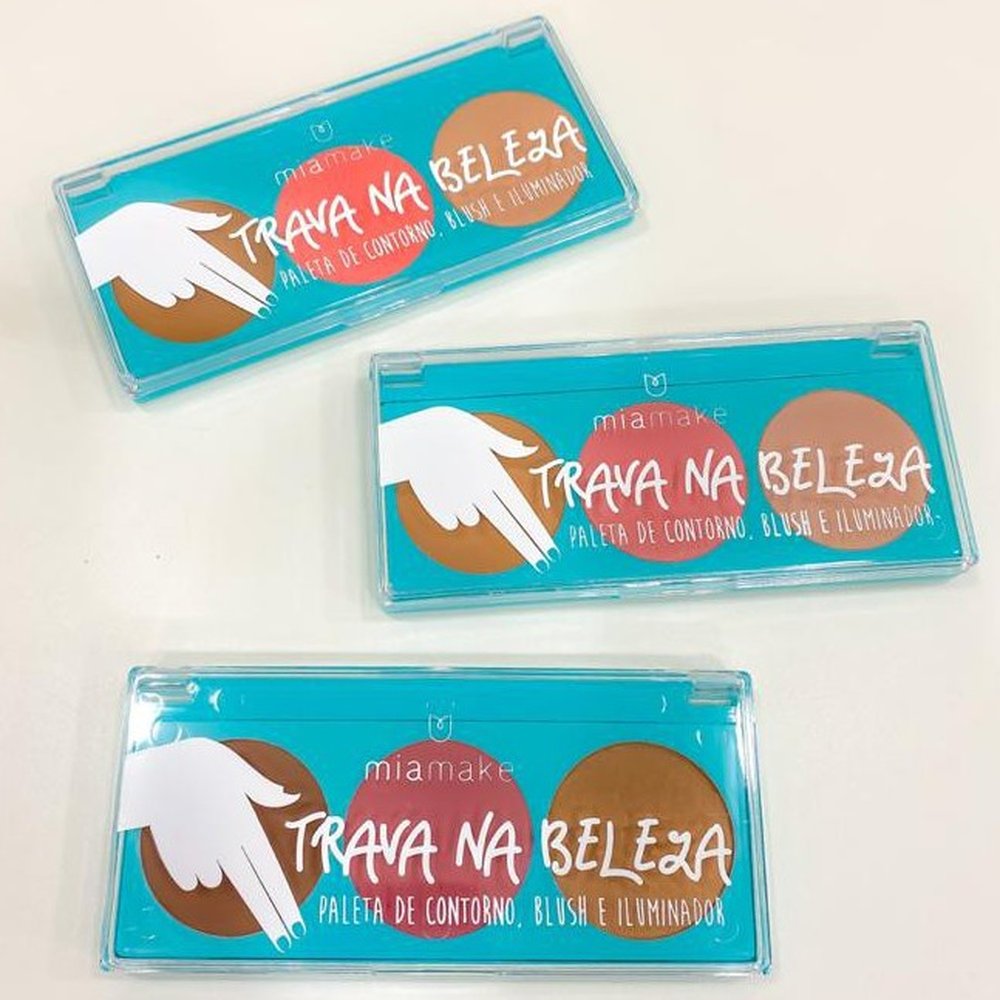 Paleta Trava na Beleza Mia Make - Trio Contorno Blush Iluminador - Rainha do Funk