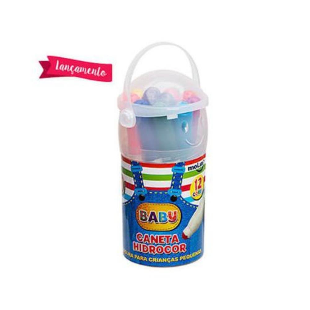 Caneta Hidrocor Baby Molin Com 12 Cores