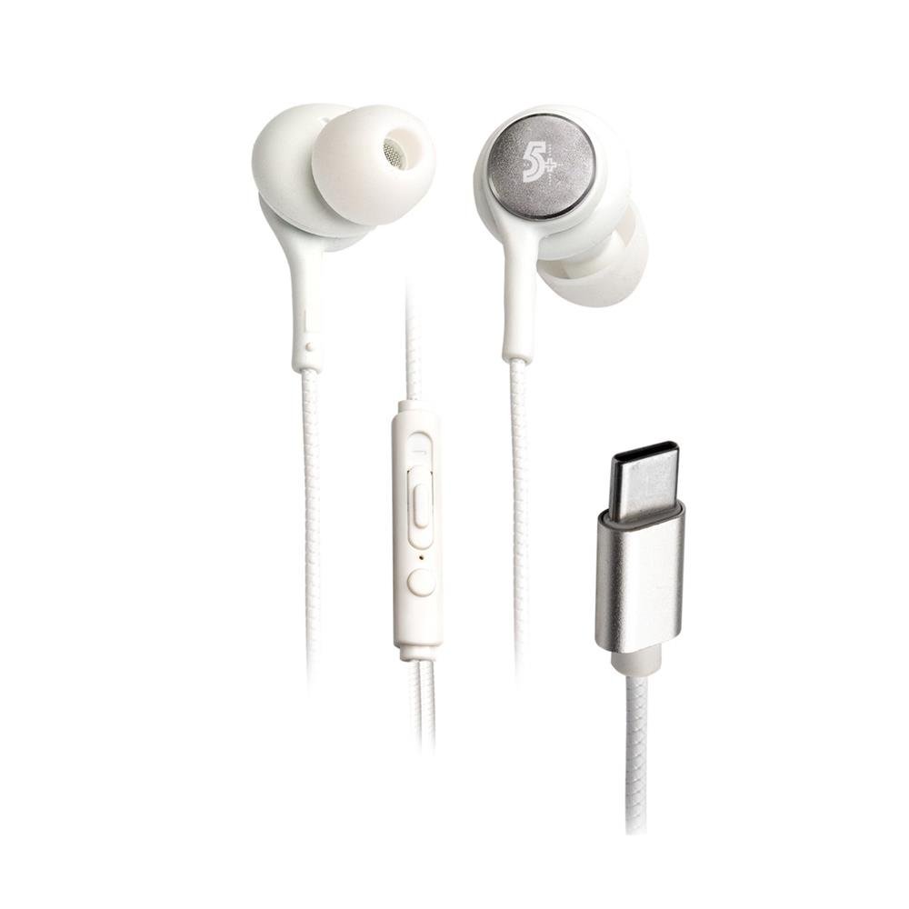 Fone de Ouvido Com Fio 5+, Auricular, USB-C - Branco - 043-0041