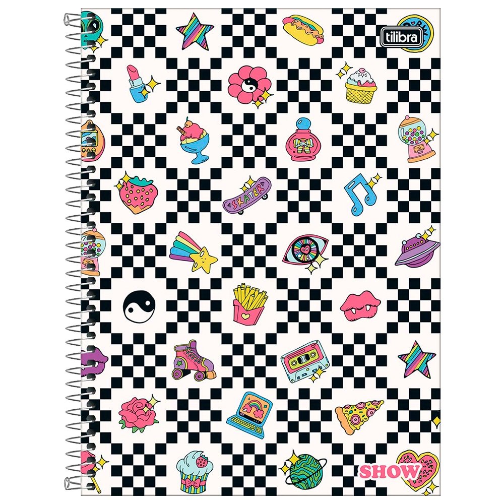 Caderno Espiral Tilibra Universitário - Capa Dura 10 Matérias Show Feminino 160 Folhas - Embalagem com 4 Unidades