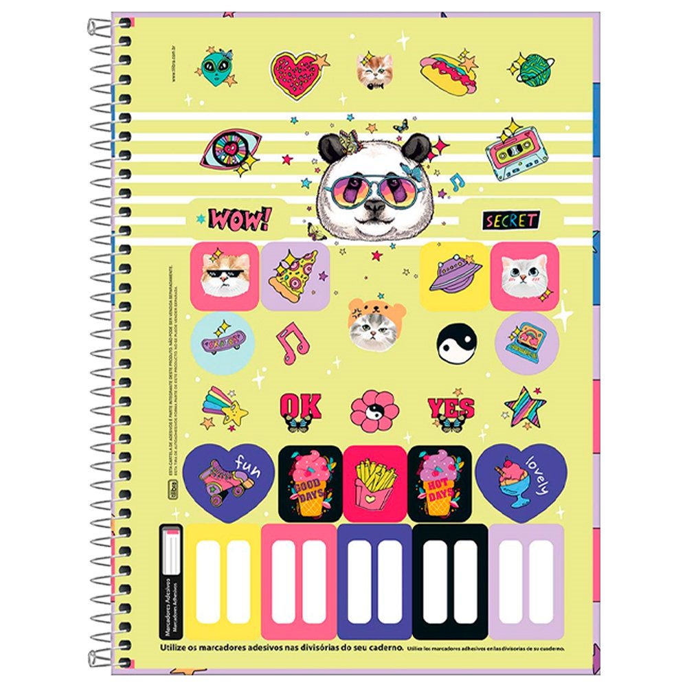 Caderno Espiral Tilibra Universitário - Capa Dura 10 Matérias Show Feminino 160 Folhas - Embalagem com 4 Unidades