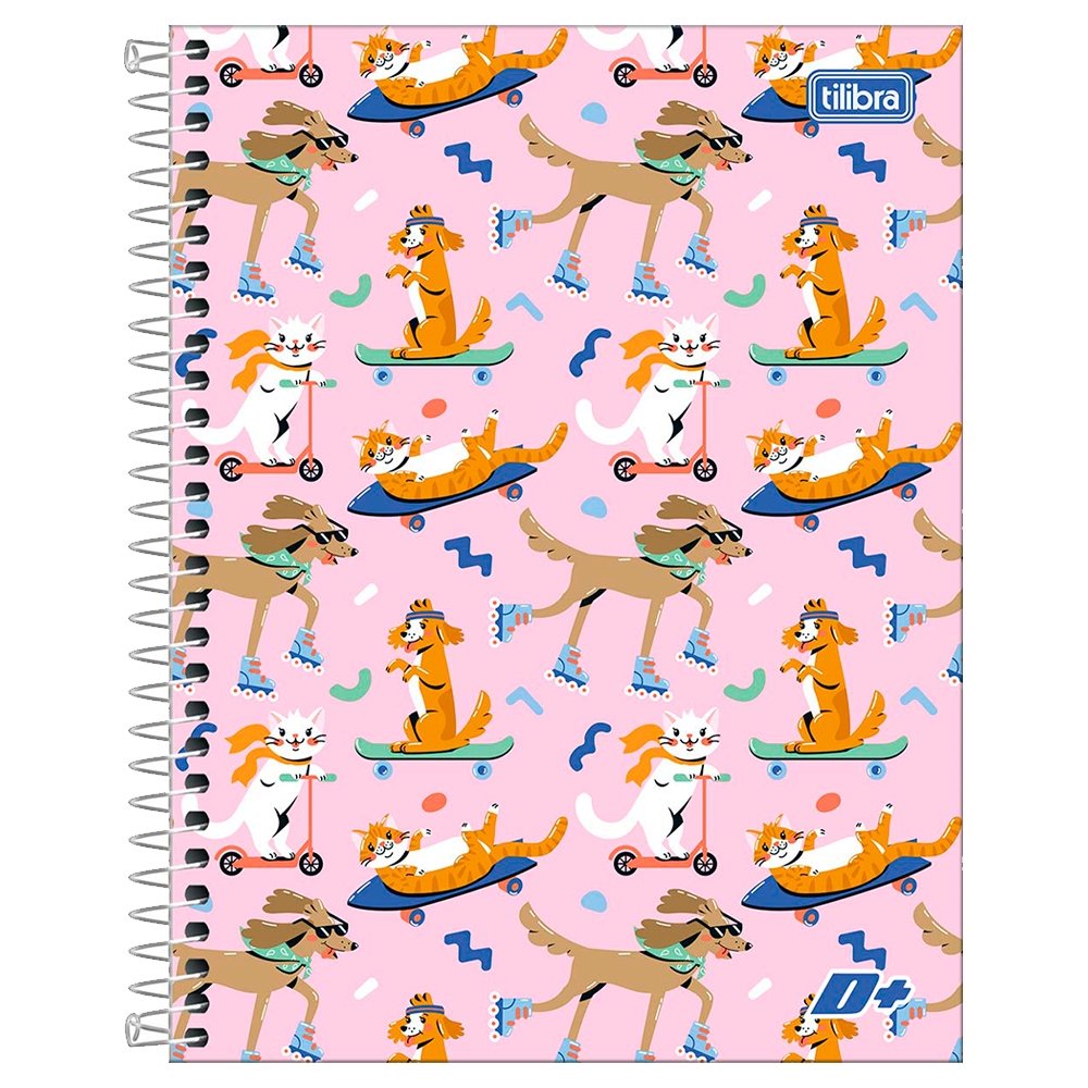 Caderno Espiral Tilibra Colegial - Capa Dura 10m D+ Feminino 200 Folhas - Embalagem com 4 Unidades