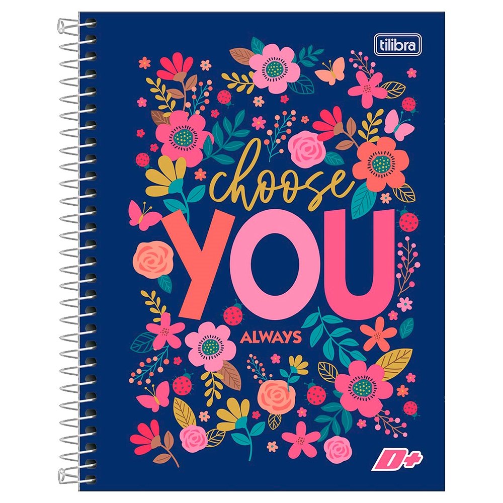 Caderno Espiral Tilibra Colegial - Capa Dura 10m D+ Feminino 200 Folhas - Embalagem com 4 Unidades