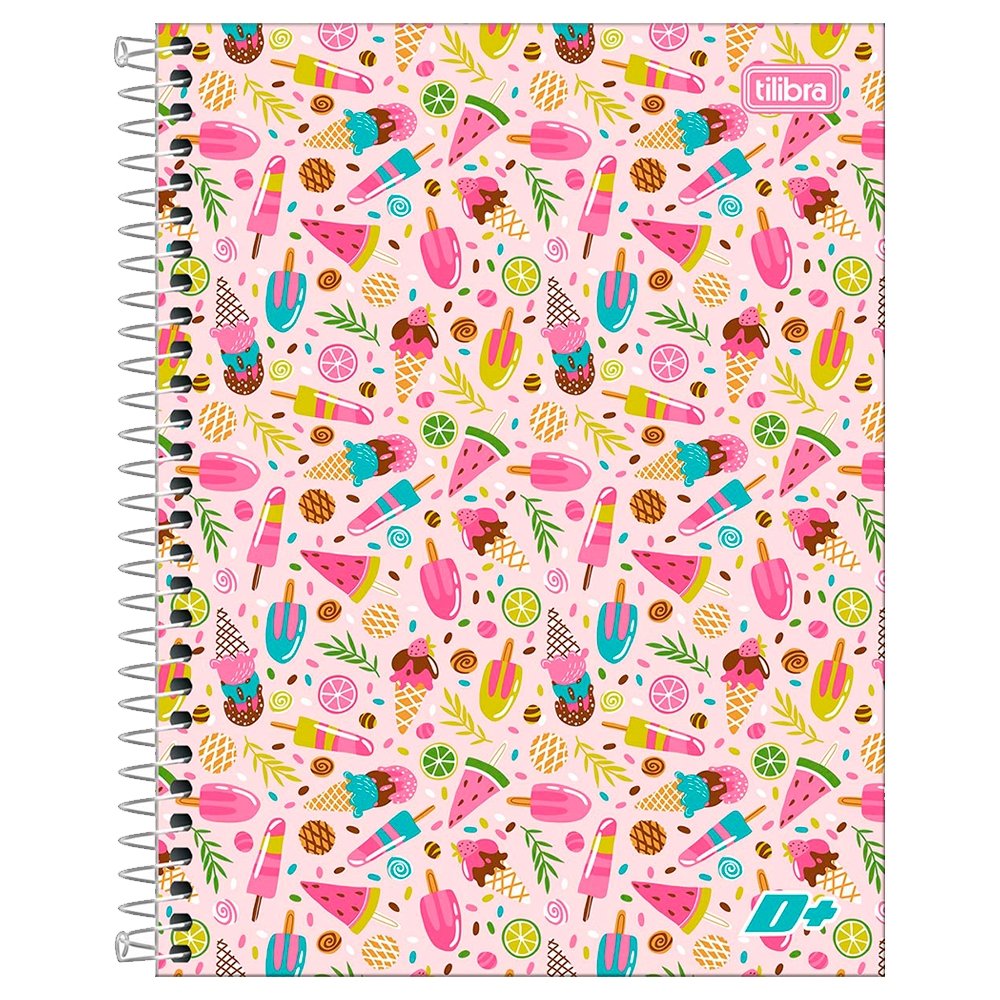 Caderno Espiral Tilibra Colegial - Capa Dura 10m D+ Feminino 200 Folhas - Embalagem com 4 Unidades