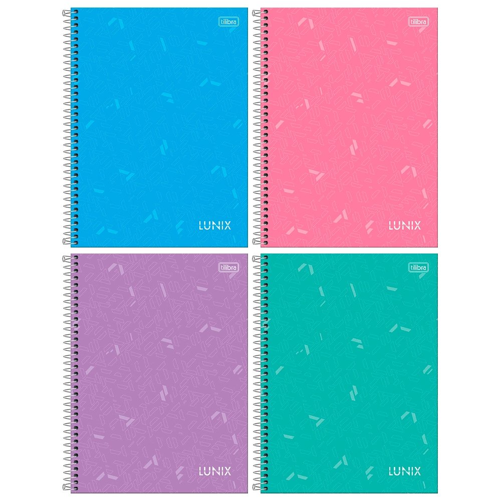 Caderno Espiral Universitário Capa Dura 16 Matérias Tilibra Lunix 256 Folhas - Embalagem com 2 Unidades