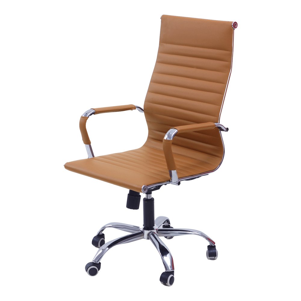 Cadeira de Escritorio Esteirinha Base Cromada com Rodinha Fortt Praga Marrom - CEF02-M