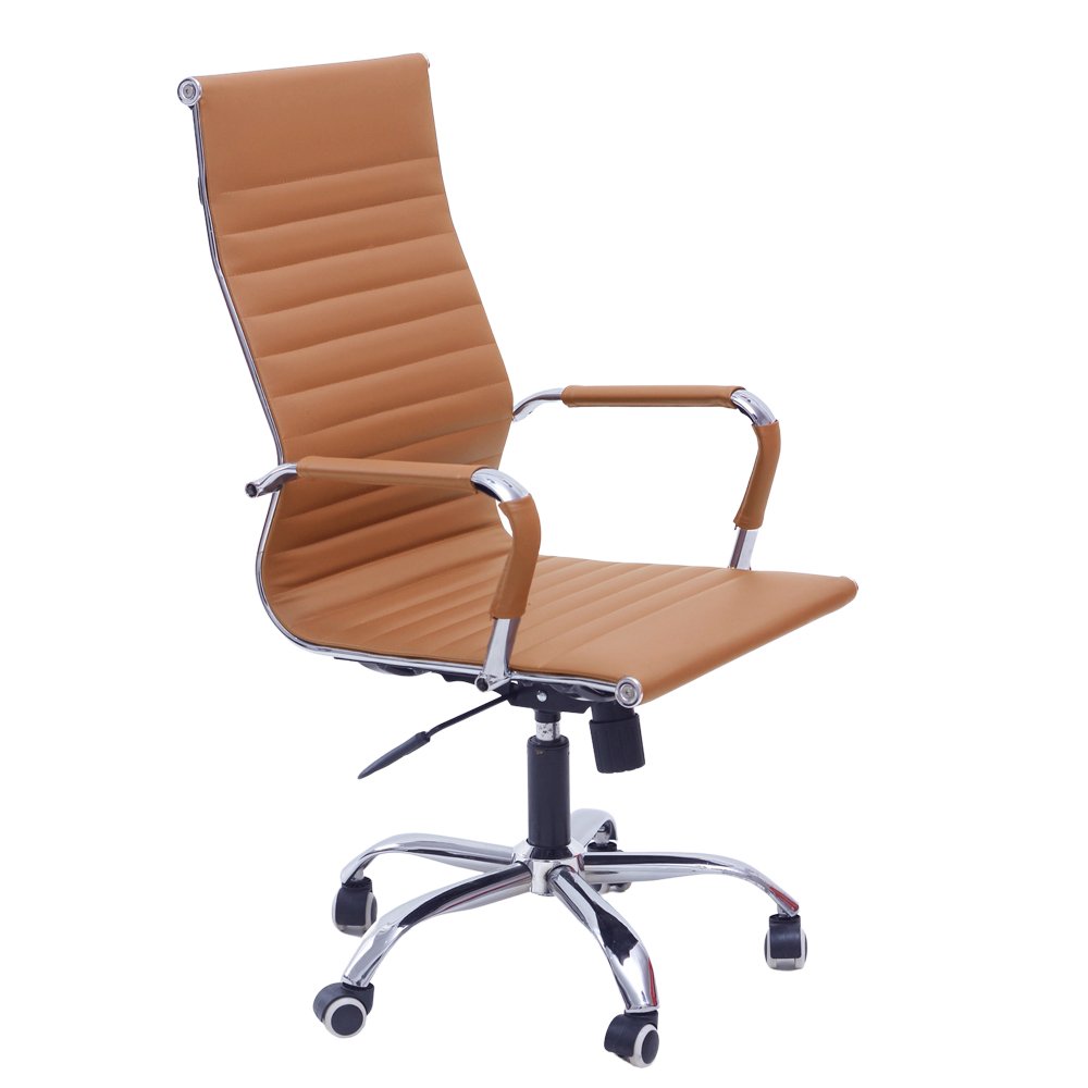 Cadeira de Escritorio Esteirinha Base Cromada com Rodinha Fortt Praga Marrom - CEF02-M