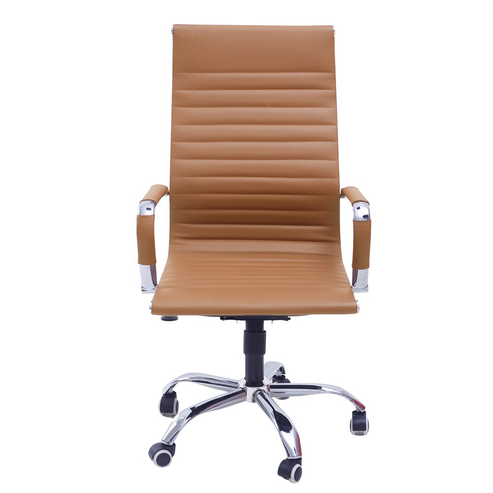 Cadeira de Escritorio Esteirinha Base Cromada com Rodinha Fortt Praga Marrom - CEF02-M