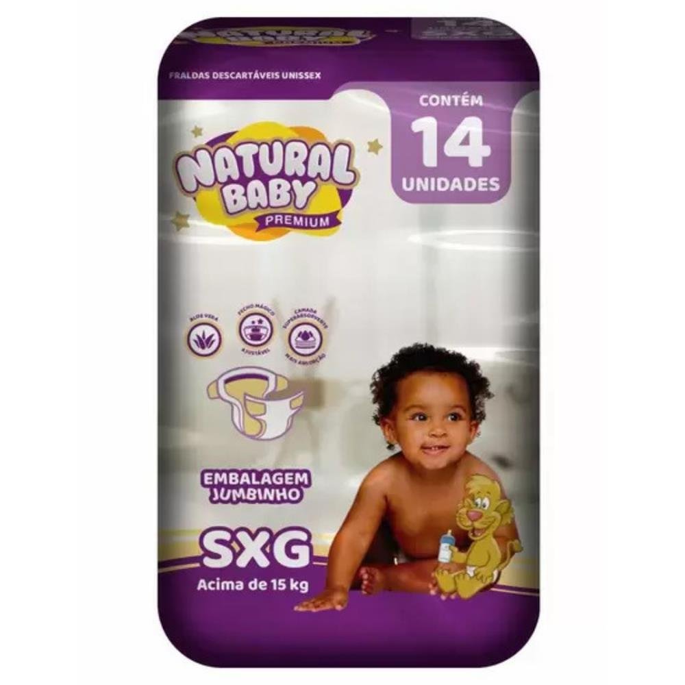 Fralda Natural Baby Premium Jumbinho SXG 6 Pacotes Com 14 Unidades