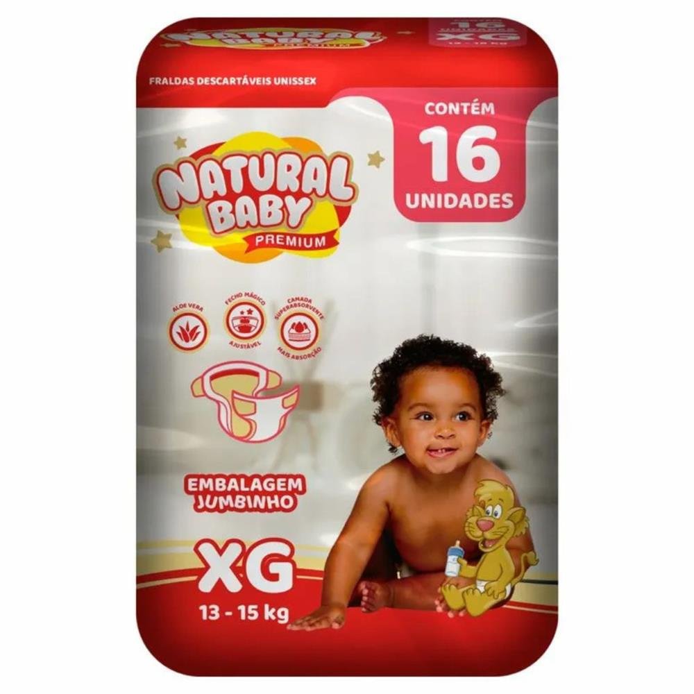 Fralda Natural Baby Premium Jumbinho XG 6 Pacotes Com 16 Unidades