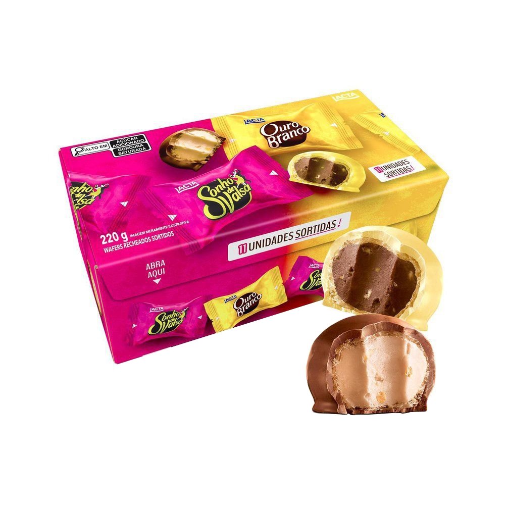 Chocolate Lacta Sonho de Valsa e Ouro Branco Sortidos 220g