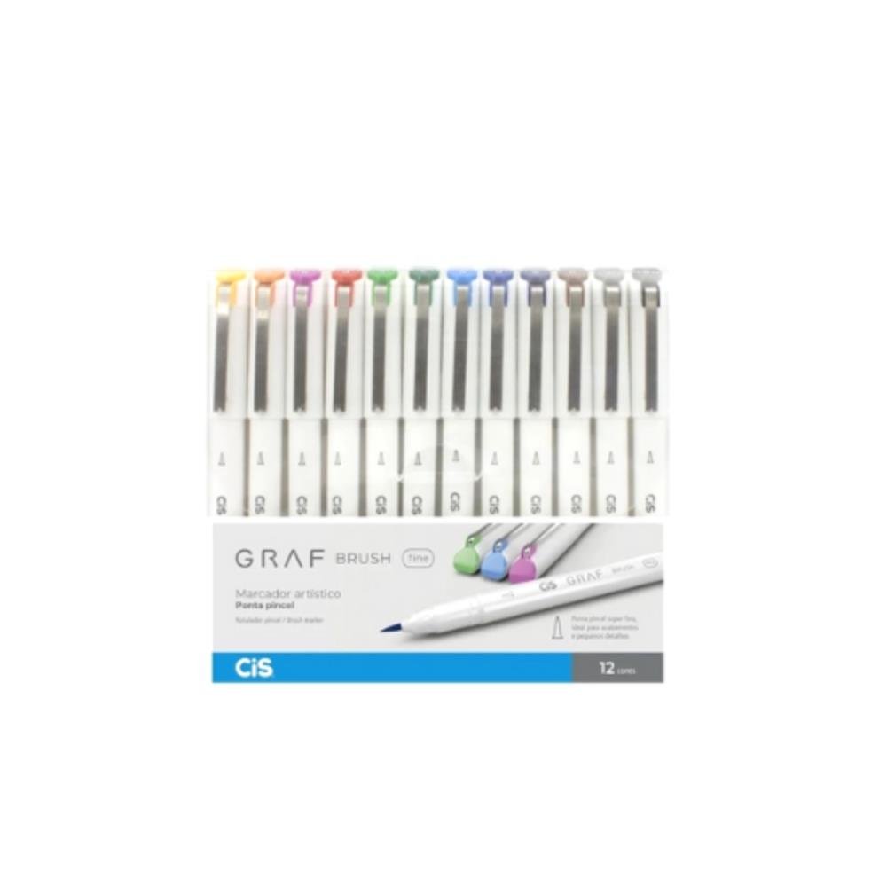 Marcador Cis Graf Brush Fine 12 Cores