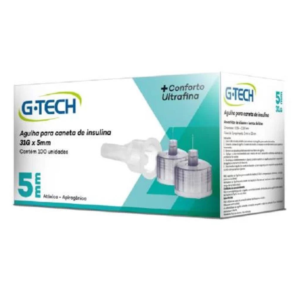 Agulha Para Caneta De Insulina G-tech 5mm 31g Caixa Com 100 Unidades