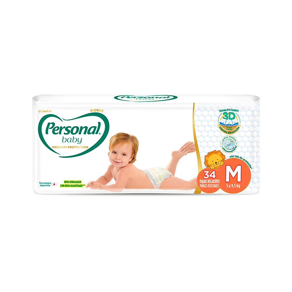 Fralda Personal Premium Mega M Com 34 Unidades