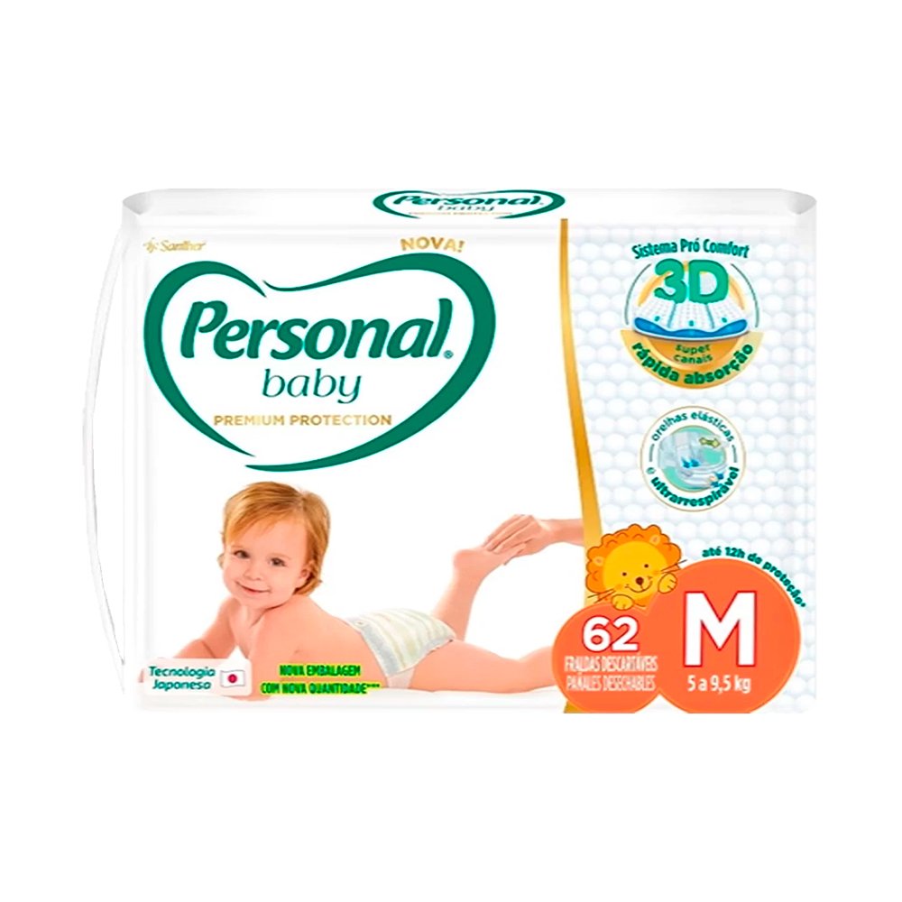 Fralda Personal Premium Hiper M 62 Unidades