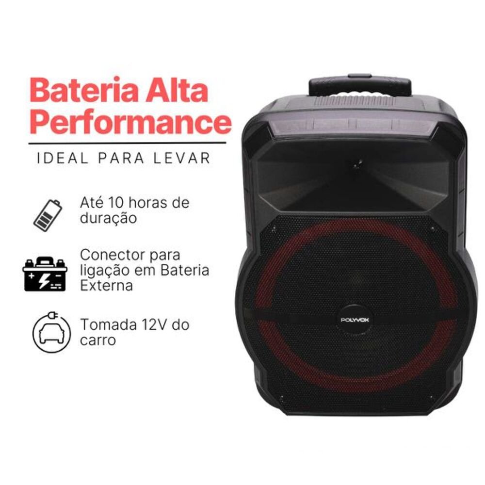 Caixa De Som Amplificada Polyvox XC-715T 700W Bluetooth
