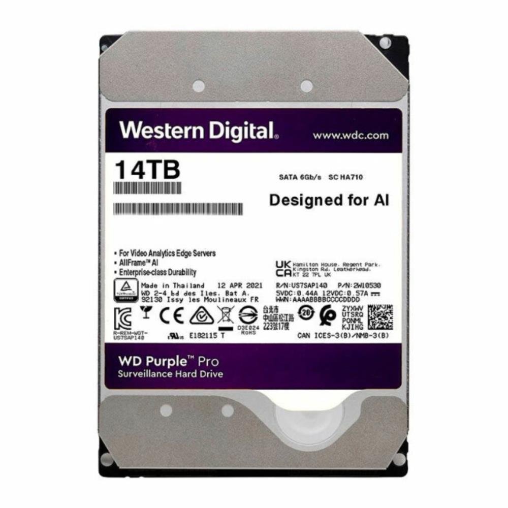 HD 14tb Western Digital Purple Pro Surveillance, Sata III, 512mb Cache, 7200rpm, WD142PURP