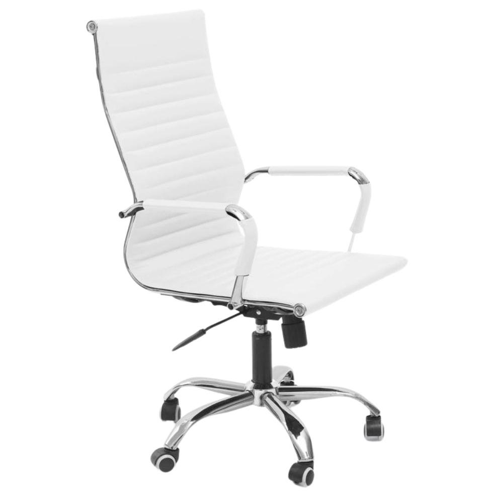 Cadeira De Escritorio Esteirinha Base Cromada Com Rodinha Fortt Bilbao Branca - Cef01-B