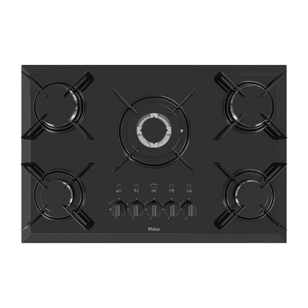 Fogão Cooktop Philco 5 Bocas Design Esmaltado - Acendimento Superautomático, Tripla Chama, Bivolt