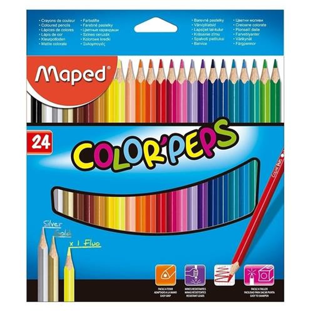 Lápis Cor Maped 24 Cores Color Peps - Embalagem com 6 Unidades