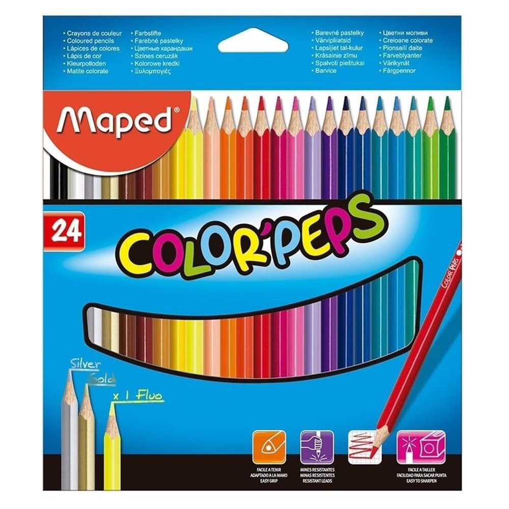 Lápis Cor Maped 24 Cores Color Peps - Embalagem com 6 Unidades