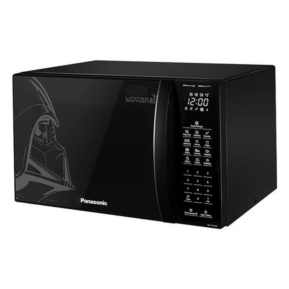 Micro-Ondas Panasonic 34 Litros ST61N Black Glass | com Grelha Suporte, Preto, 220V