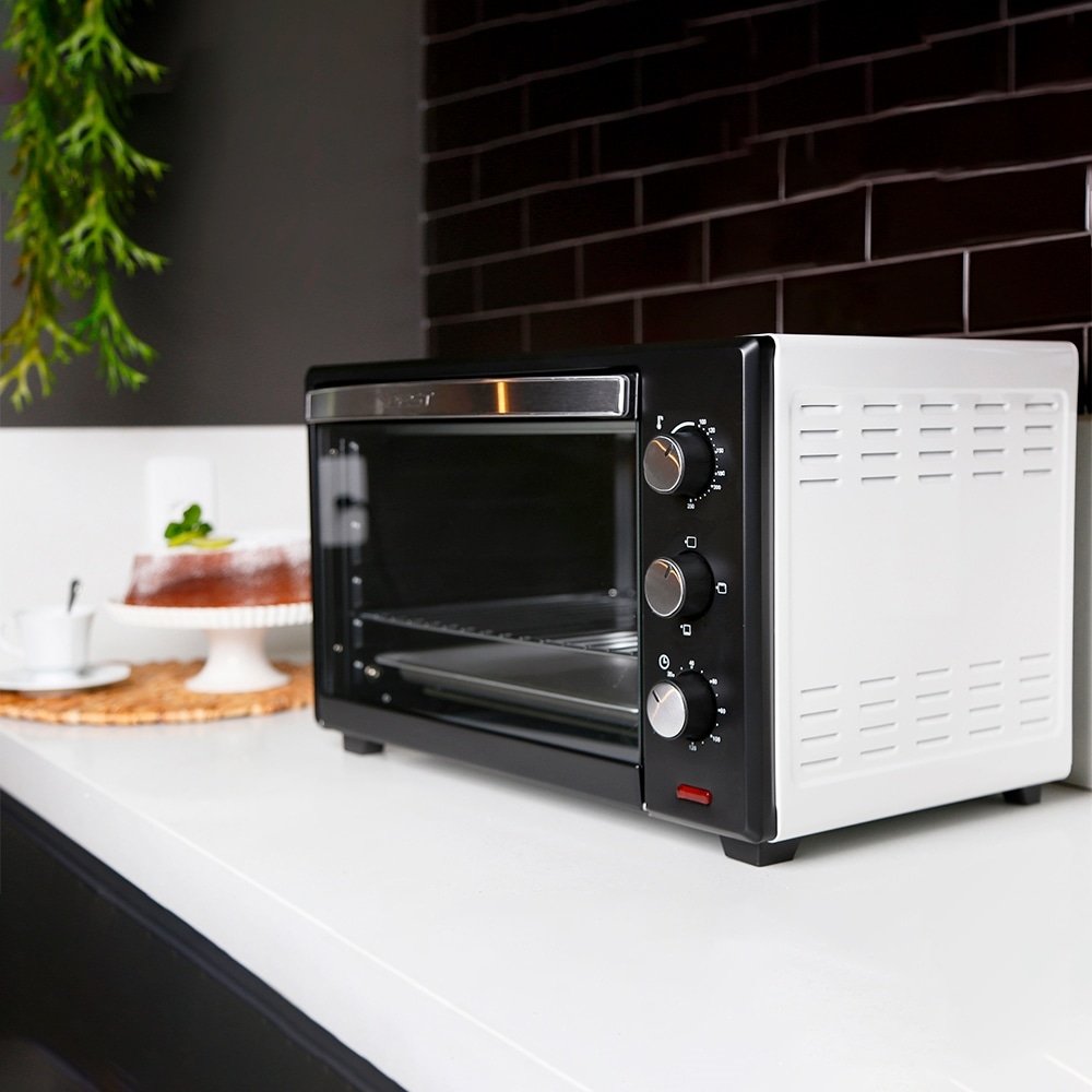 Forno Elétrico de Bancada Best 60 Litros - 4 Resistências, Branco/Preto, 220V