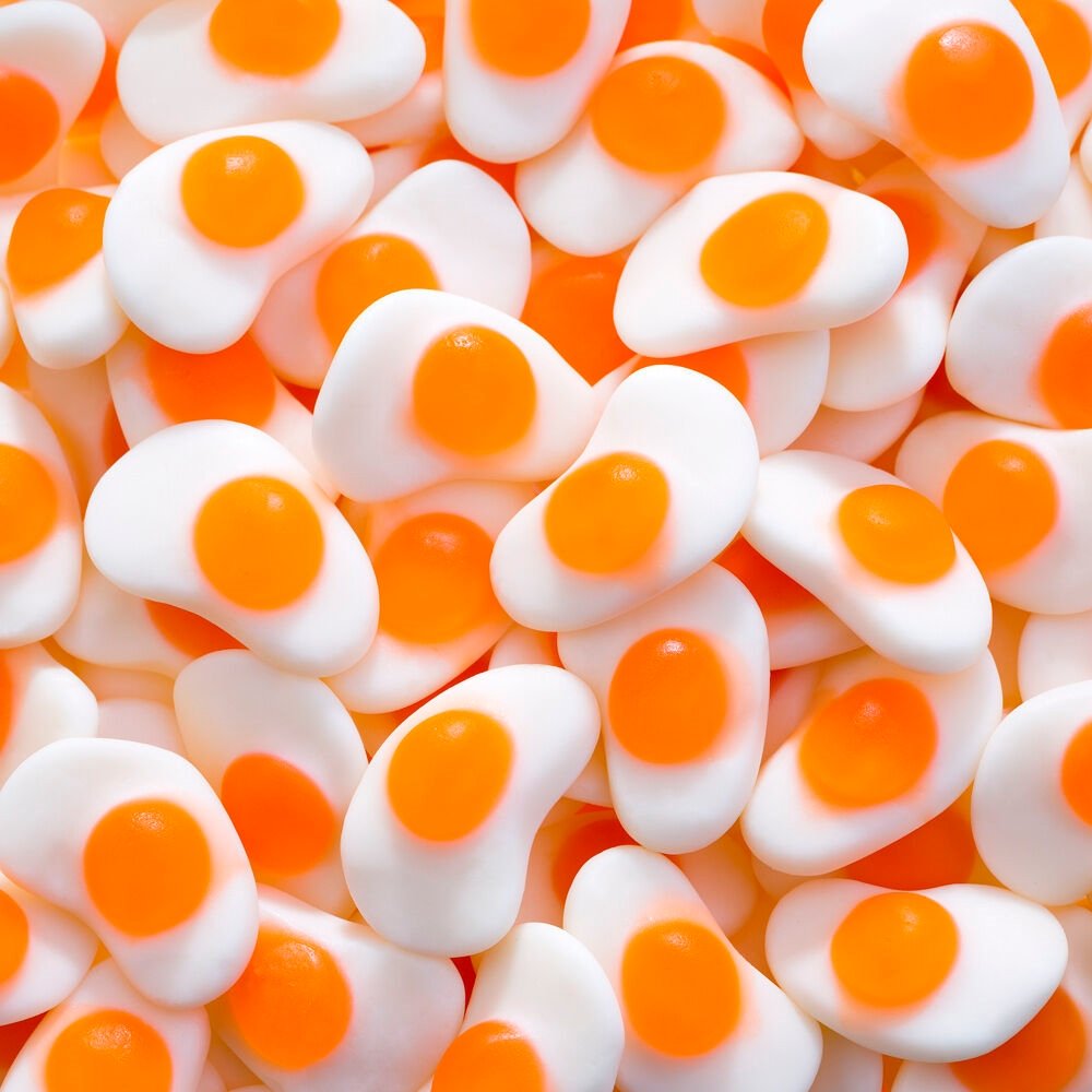 Bala Fini Gelatina Ovos Fritos 80g - Embalagem com 12 Unidades