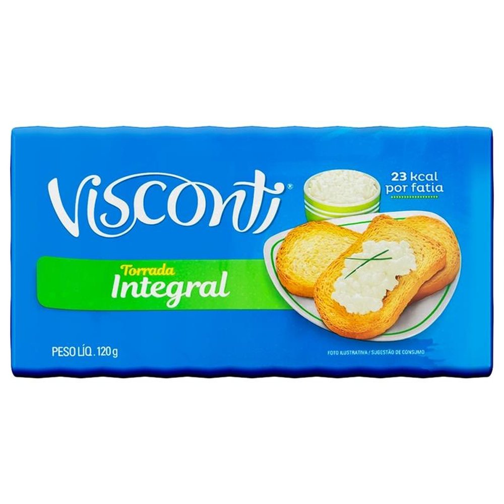 Torrada Integral Visconti 120g - Embalagem com 32 Unidades