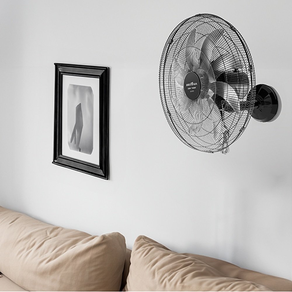 Ventilador de Parede Britânia BVT675 Max Force 60cm - 8 Pás, 3 Velocidades, Preto, 220V
