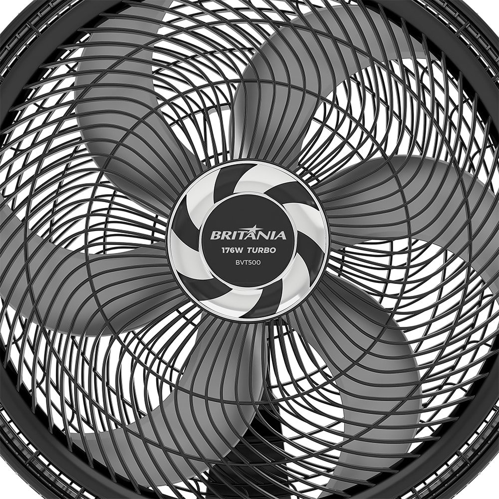 Ventilador de Mesa Britânia BVT500 Max Force 58cm - 6 Pás, 3 Velocidades, Preto, 220V