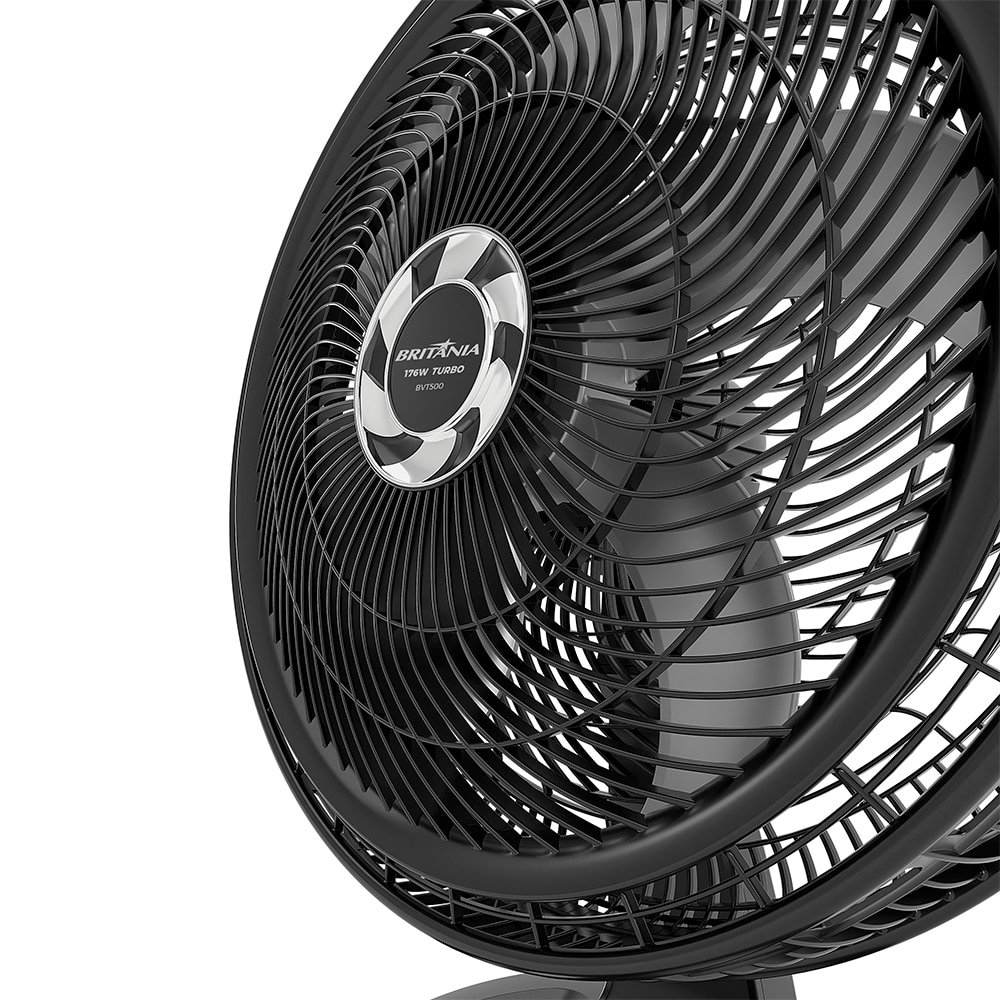 Ventilador de Mesa Britânia BVT500 Max Force 58cm - 6 Pás, 3 Velocidades, Preto, 220V