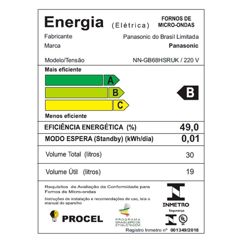 Micro-Ondas Panasonic 30 Litros NN-GB68HSRUK | de Embutir, Inox, 220V