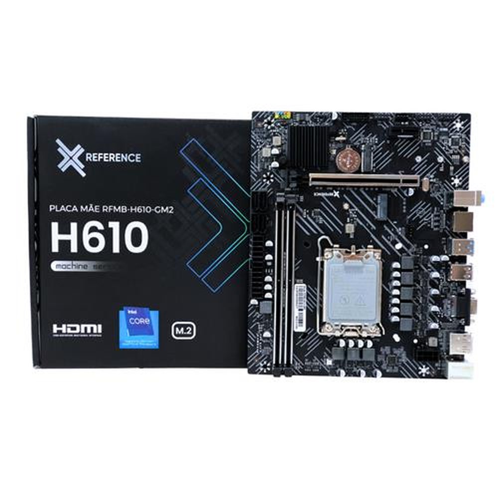 Placa Mãe Reference H610-GM2, Gigabit, M.2, LGA 1700, MATX, DDR4