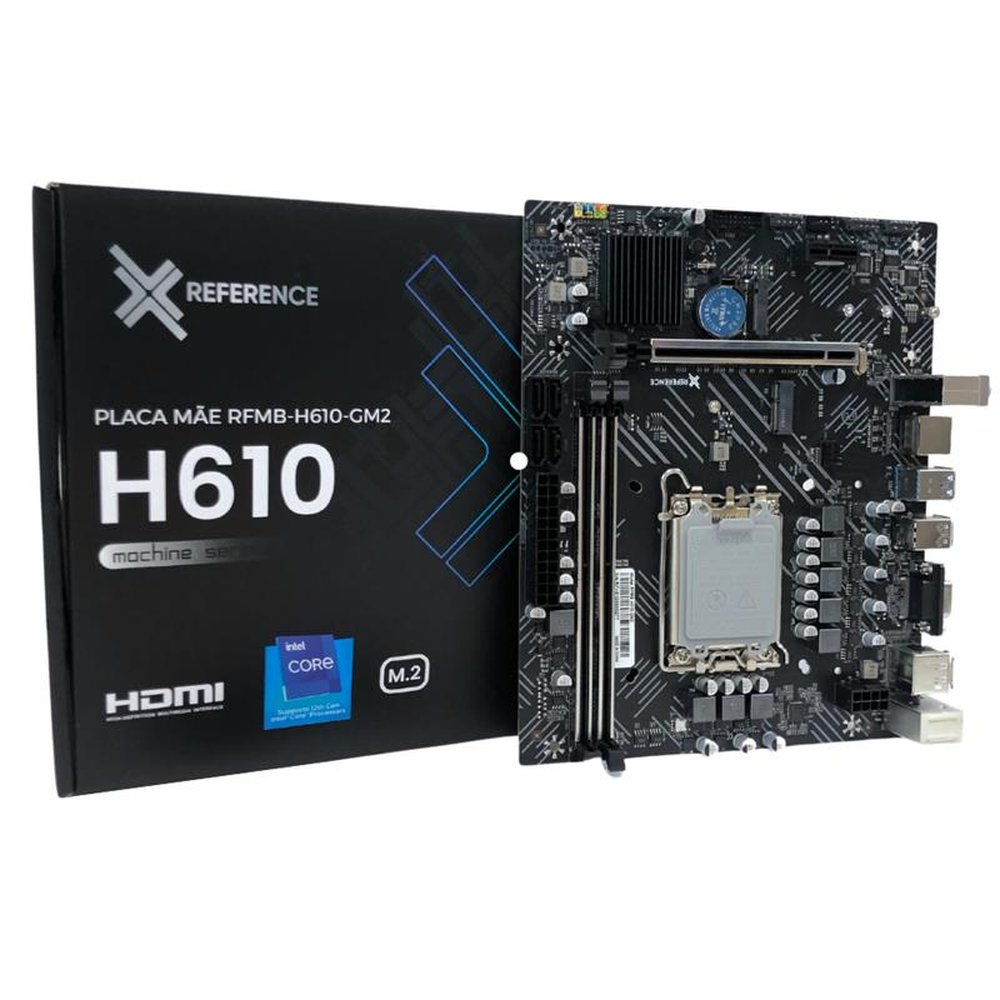 Placa Mãe Reference H610-GM2, Gigabit, M.2, LGA 1700, MATX, DDR4
