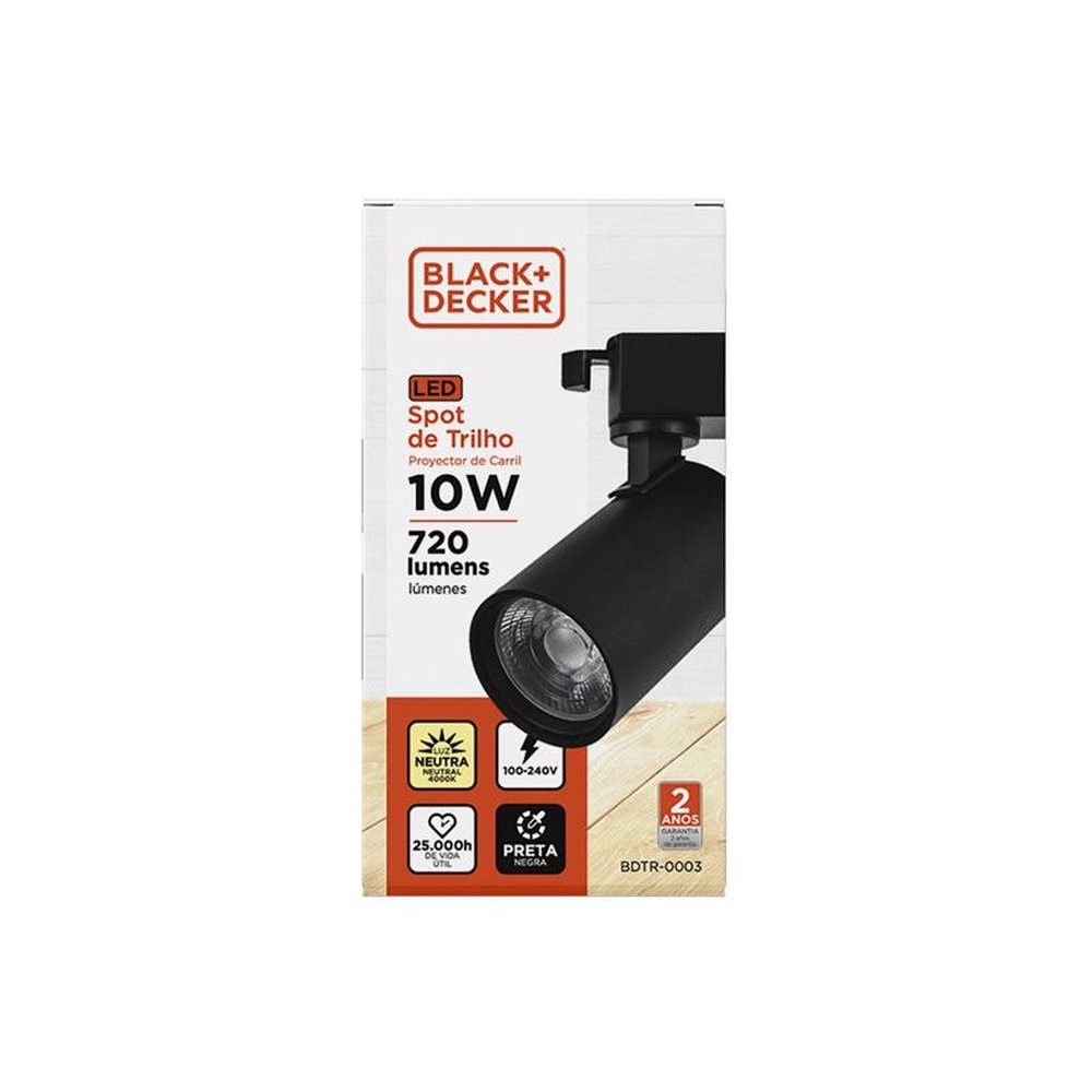 Spot Trilho LED Preto Black+Decker 10W 4000K