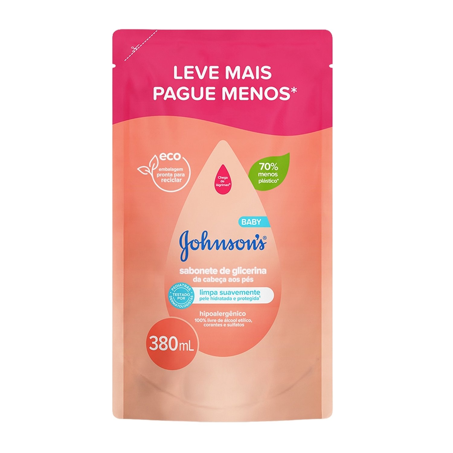 Sabonete Líquido Johnson's Baby Refil Cabeça aos Pés 380ml