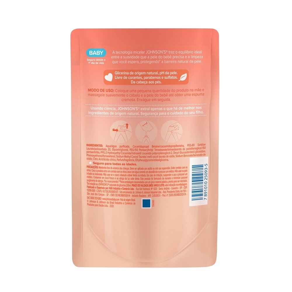 Sabonete Líquido Johnson's Baby Refil Cabeça aos Pés 380ml