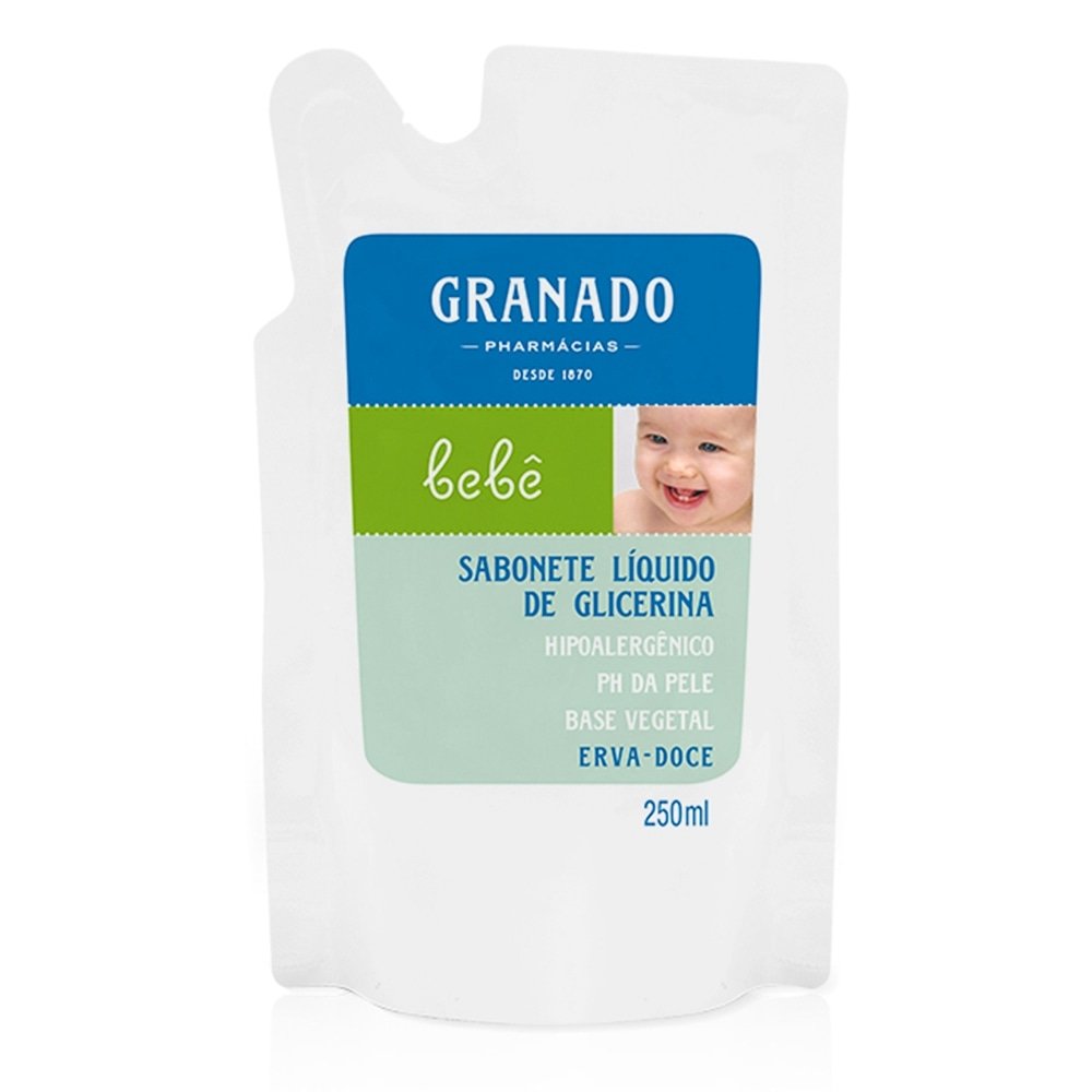 Sabonete Líquido Granado Glicerina Bebê Erva Doce Refil 250ml